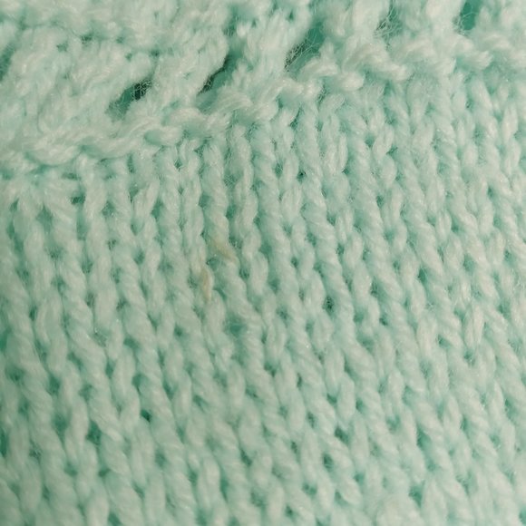 Seafoam Green Hand Knit Baby Cardigan Sweater - Picture 5 of 6